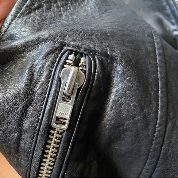 Mackage Aritzia Black Lambskin Leather Sleeveless Motorcycle Moto Vest - Picture 11 of 14